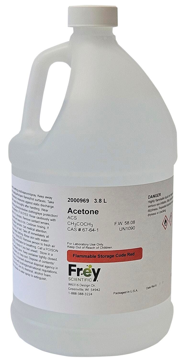 Frey Scientific Acetone, Reagent Grade, 3.8 Liter | School Specialty